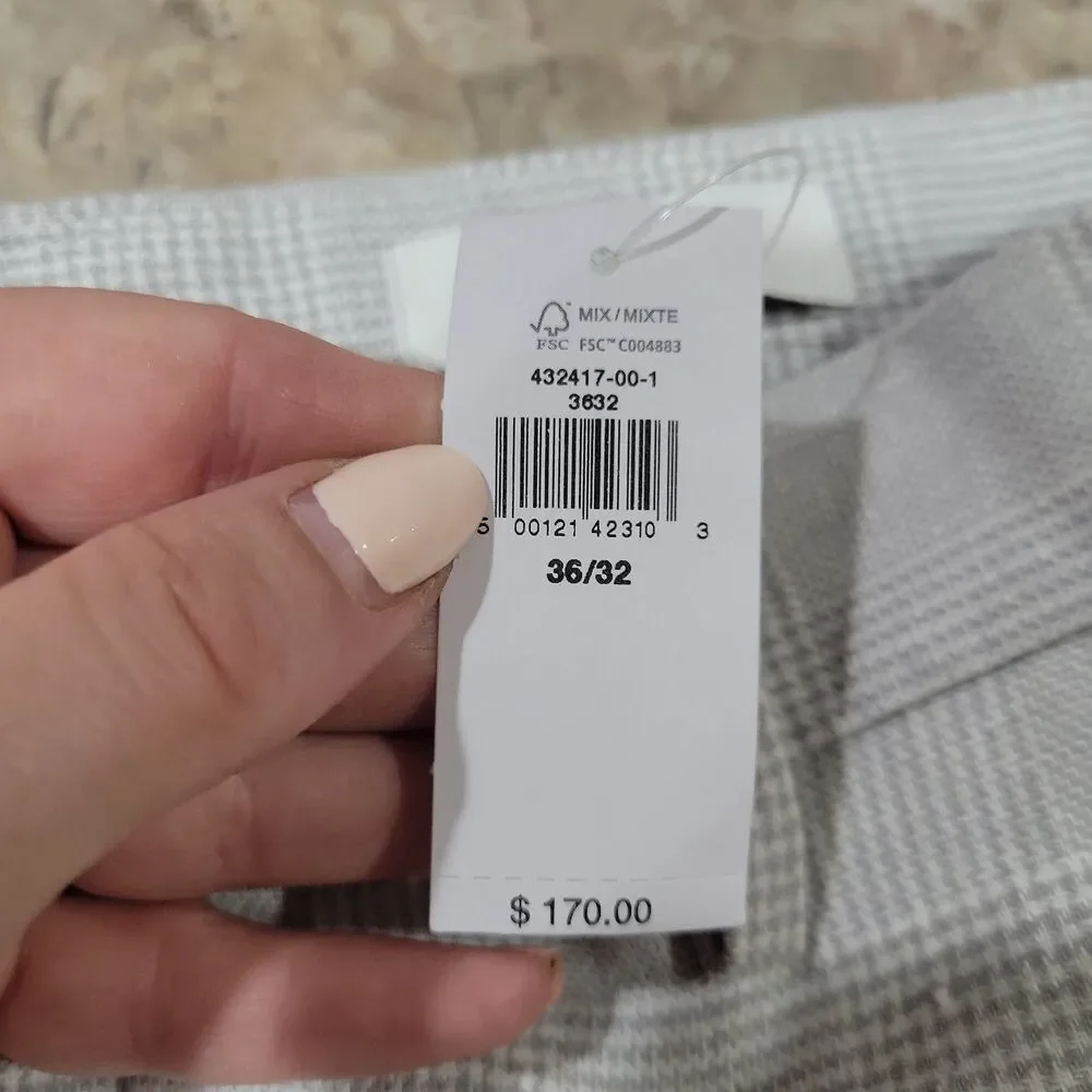 NWT Banana Republic Linen Pants Light Grey Herringbone Work Trouser Fit 36x30